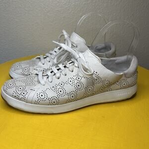 Cole Haan Womens Sz 8.5 B GrandPro Paisley Perforated Off White Lace Up Shoes